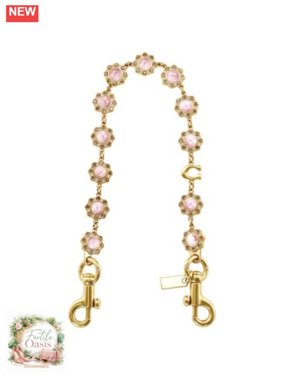 Crystal Floral Bag Charm Chain Extender, Rhinestone Purse Charm for Handbag Tote